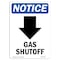 Signmission OSHA Notice Sign, 14" H, 10" W, Rigid Plastic, Gas Shutoff (Down Arrow) Sign With Symbol, Portrait OS-NS-P-1014-V-13023 - alternate 1